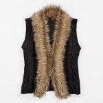 ADORABLE~I Daisy Juniors Knit Faux Fur Trim Sweater Vest~NWT~SRP $40