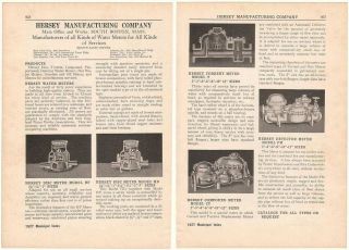 1927 Hersey Disc Torrent Compound Detector Water Meters 2 Page Ad