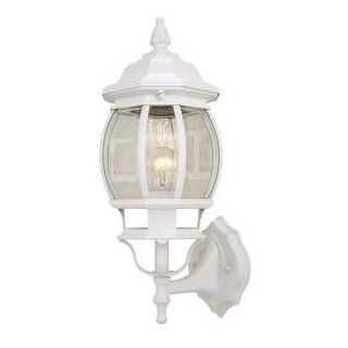 Hampton Bay Small White Exterior Wall Lantern with Clear Beveled Glass