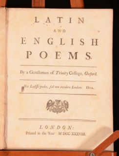 1738 Latin And English POEMS Benjamin Loveling Scarce London First