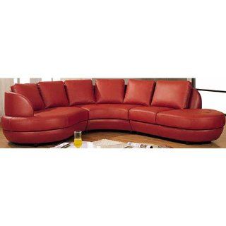 Modern Red Leather Sectional Sofa: Home & Kitchen