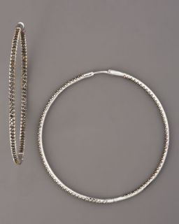 Roberto Coin Black Diamond Hoop Earrings, 1 1/8   Neiman Marcus