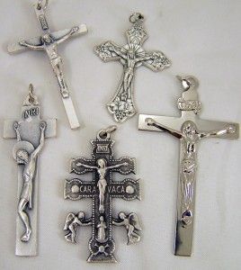 RARE Silver Cross Lot Holy Trinity Catholic Crucifix