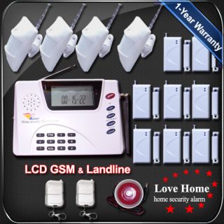 Wireless Home Alarm Security System Burglar SMS Auto Dial GSM Landline