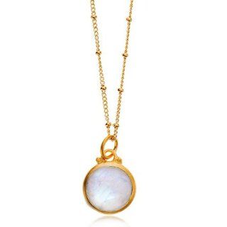 Moonstone Round Necklace in 24 Karat Gold Jewelry 