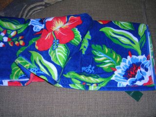 POLO Ralph Lauren Beach Towel, Multi Color Hawaiian Floral 35x66 Nice