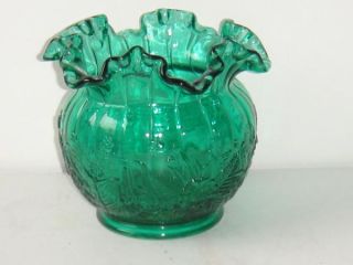 Vintage Wealthy Estate Find Green Art Glass Bowl Unknown Maker Signed
