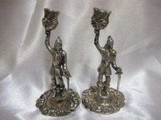  SOLID SILVER PAIR KNIGHT CANDLESTICKS NATHAN & HAYES CHESTER 1907/9