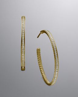 David Yurman Thoroughbred Hoop Earrings, Pave Diamond, XL   Neiman