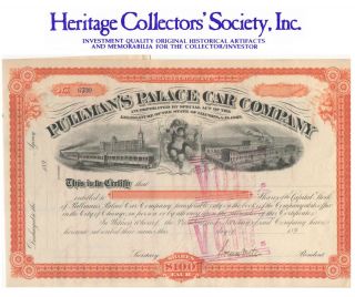 Horace Porter Signed Pullmans Palace Car Company Stock Certificate