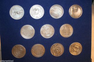 US Mint 11 Pewter Medals Set 1973 Americas 1st Medals