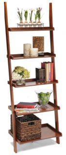 Heritage Leaning Ladder Cherry Bookcase Wall Shelves