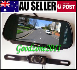 A1 New 7 Car LCD Monitor Mirror IR Reverse Car Rear Backup Camera Kit