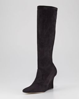 X1C9Z Manolo Blahnik Pascalare Suede Wedge Boot
