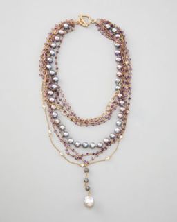 MCL by Matthew Campbell Laurenza Pave Pendant Pearl Necklace   Neiman