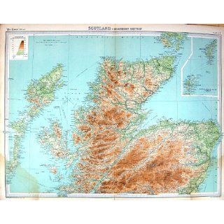 Antique Map Bartholomew Northern Scotland Orkney Shetland