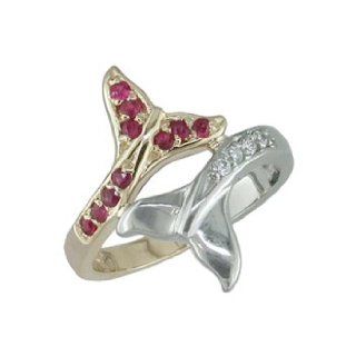 Ashae   size 7.25 14K Two Tone Gold Ruby & Diamond Ring: Jewelry