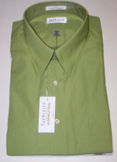 Van Heusen Mens Dress Shirt M 15 32 33 Green New Poplin