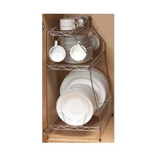 3 Section Chrome Finish 23 Dish Plate Cabinet Rack & 2