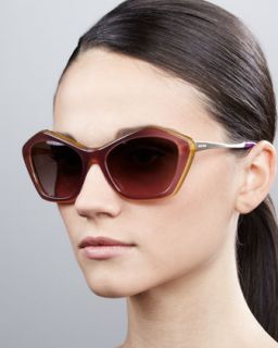 D0GFM Miu Miu Pentagon Cat Eye Sunglasses, Violet/Sun