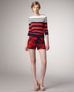 3HXD Shoshanna Striped Caroline Sweater & Cadence Fiji Floral Shorts