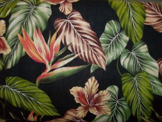 Tropical Bird of Paradise Hibiscus Leaf Valance Curtain