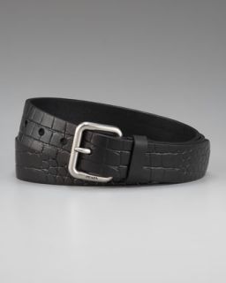 N1LGV Prada Crocodile Stamped Leather Belt