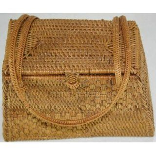 Peggy Fisher Bali Handwoven 6 Olive Linen Lined Purse