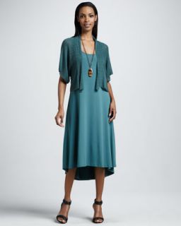 48ED Eileen Fisher Cropped Kimono Cardigan & Calf Length Dress, Women