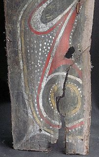 Mens Ceremonial House Painted Roof Panel Papua New Guinea Some Damage