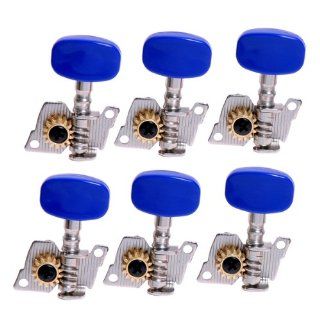 1set 6L Machine Heads/tuning Pegs Silver Plate Blue Button