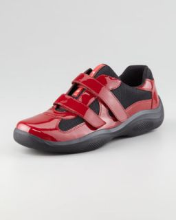 M042N Prada Patent Leather Grip Strap Sneaker, Red