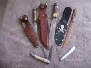 Lot of Vintage Hunting Pocket Knives Letter Opener