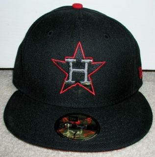 HOUSTON ASTROS NEW ERA FITTED HAT 7 1 2 MLB ALTERNATE BLACK RED