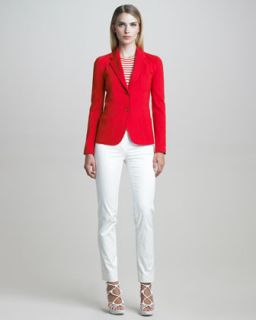 42QW Armani Collezioni Front Pocket Milano Jersey Jacket, Cap Sleeve