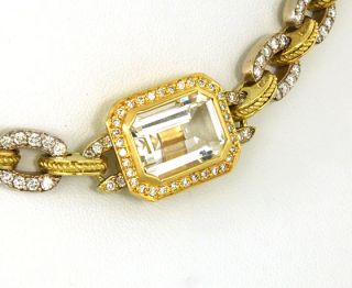 Hefty 18K Gold 19 cts Diamonds White Sapphire Necklace