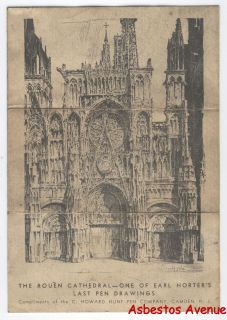 Howard Hunt Pen Ad Earl Horter Drawing of The Rouen Cathedral