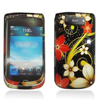 Blackberry 9800 Image Protector, White + RED Flowers (2D