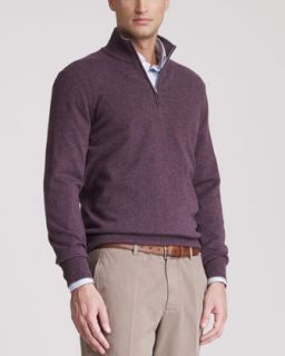 Donna Karan Leather Sleeve Rib Knit Sweater   