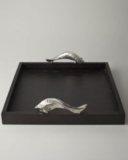 regina andrew design wooden tray with horn shaped handles $ 460