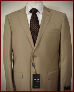 TIGLIO Luxe Beige Mens Suit 44S 2BT 150s Wool Made in Italy Retail $