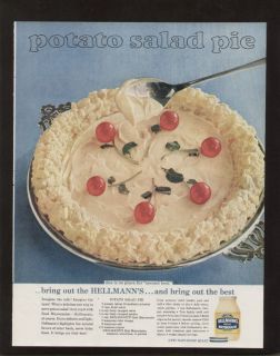 1964 Ad Hellmans Moyannaise Potato Salad Pie Recipe