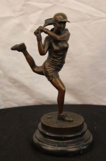 Original Girl Tennis Player Bronze Sculpture Book End Art Deco
