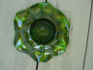 Vintage Carnival Glass Millersburg Holly Whirl Bowl in Green REDUCED