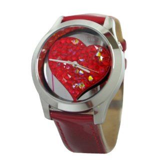 GUESS U0113L2 Red Crystal Heart Watch Watches 