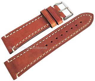 22mm Hirsch LIBERTY Gold Brown Chrono Leather Watch Band Strap