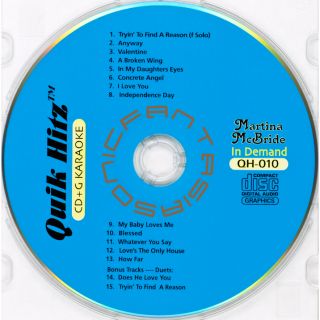 Martina McBride Karaoke CD Quik Hitz QH010 CDG Country Songs Paper