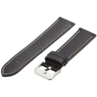 Hadley Roma Mens MSM906RA 220 22 mm Black Genuine Leather Watch Strap