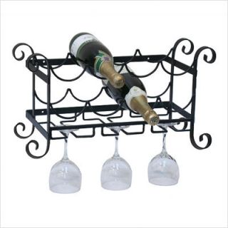 Concept Housewares Solid Metal Wine Bottle and Glass Wall Rack WR
