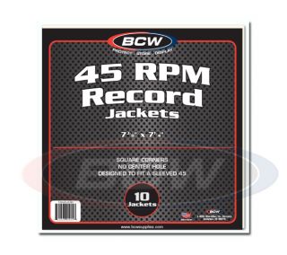 50 BCW White Paper 45 RPM Record Jackets No Hole Protectors Cardboard